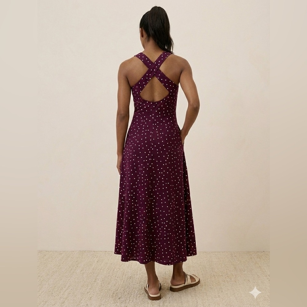 Pact Purple Polka Dot Maxi Dress size M